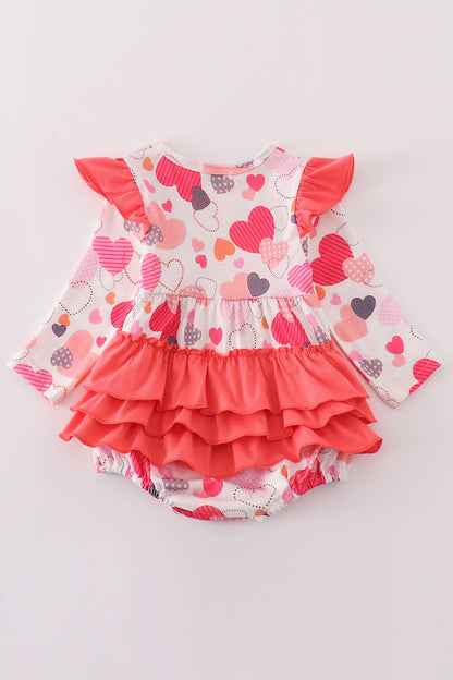 Pink valentine heart ruffle girl bubble