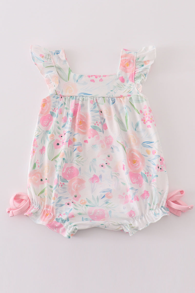 Pink Pastel Meadow print girl bubble