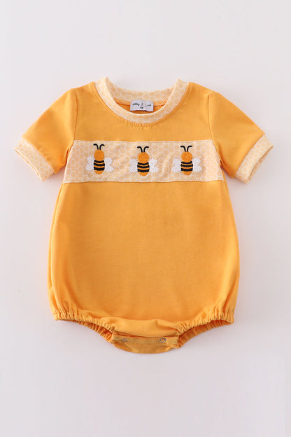 Yellow bee embroidery boy bubble