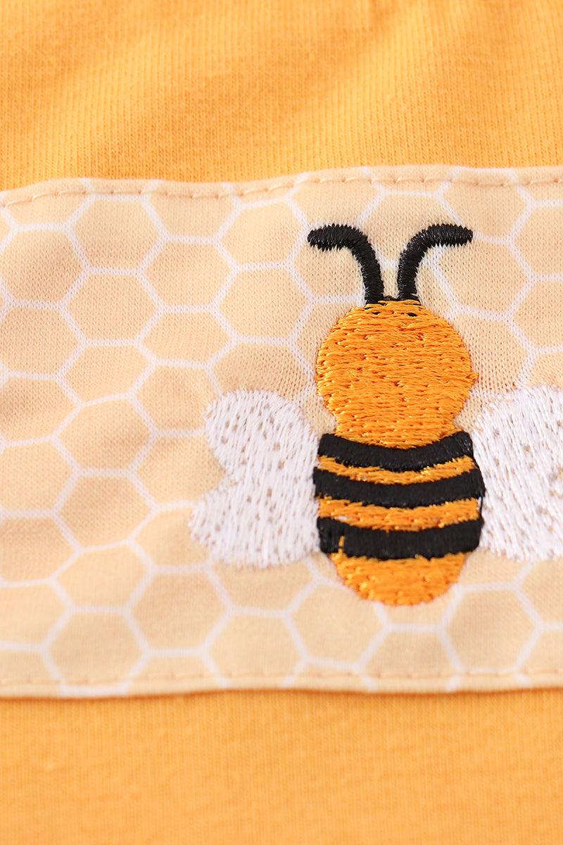 Yellow bee embroidery boy bubble