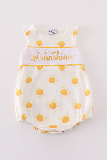 Yellow you are my sunshine embroidery boy bubble