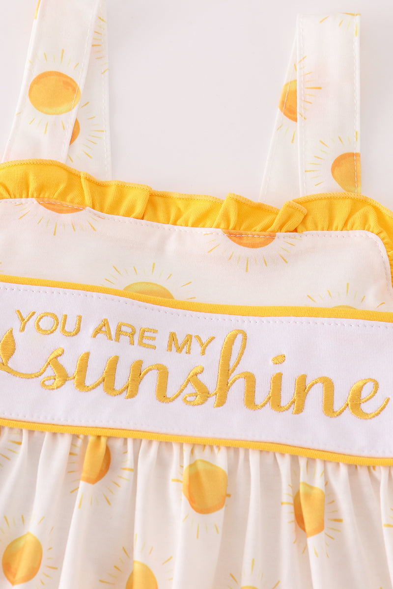 Yellow you are my sunshine embroidery girl set