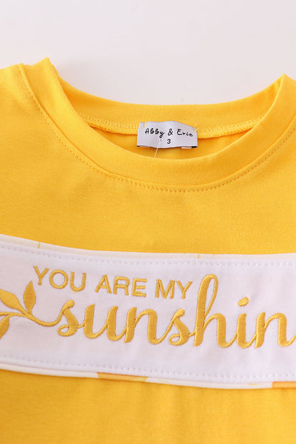 Yellow you are my sunshine embroidery boy set