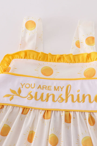 Yellow you are my sunshine embroidery dress