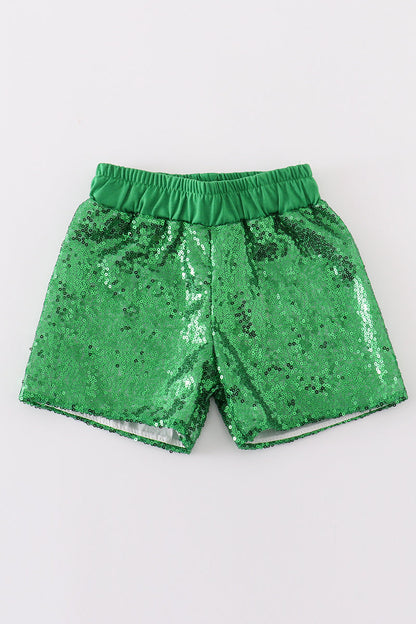 Green sequin mardi gras girl skorts