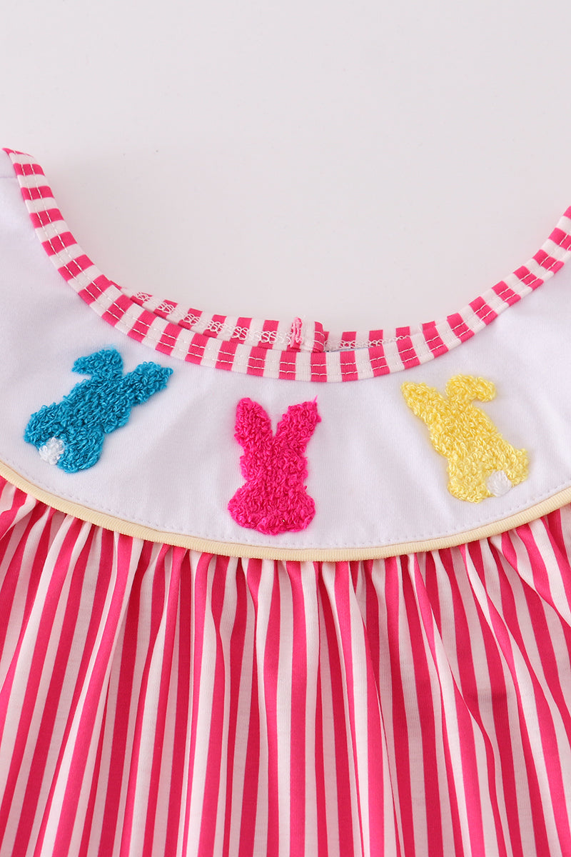 Pink easter bunny french knot girl dress