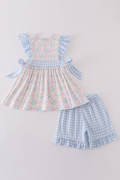 Blue I love mama embroidery girl set