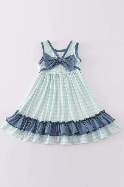 Blue marine creature embroidery girl dress