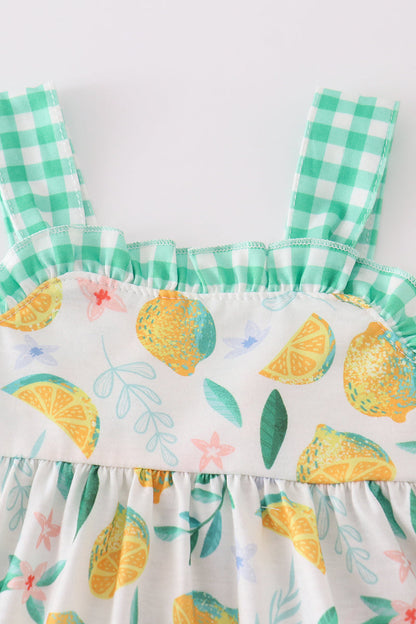 Green lemon pirnt girl bloomer set