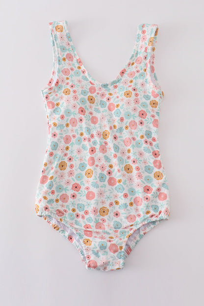 Minty floral bloom print mom swimsuit