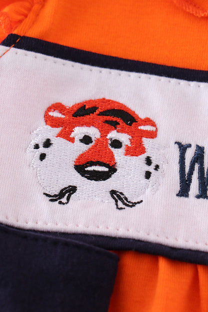 Navy orange war eagle embroidery girl bubble