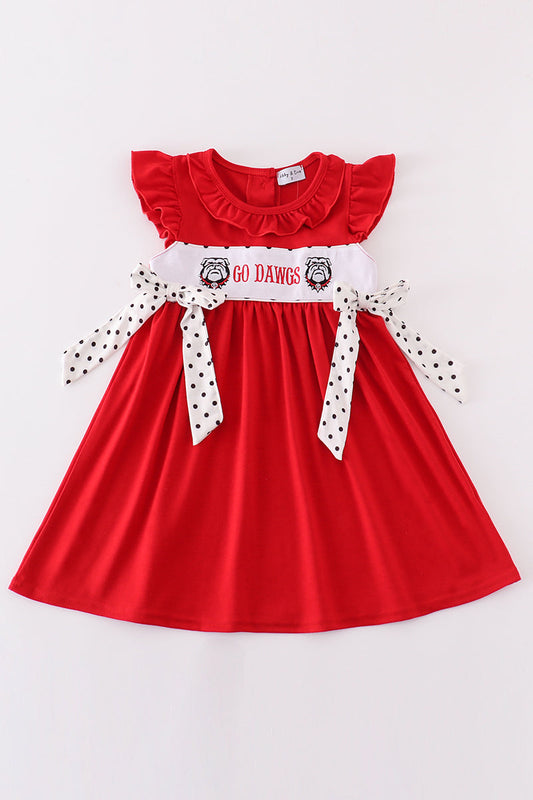 Red go dawgs embroidery dress