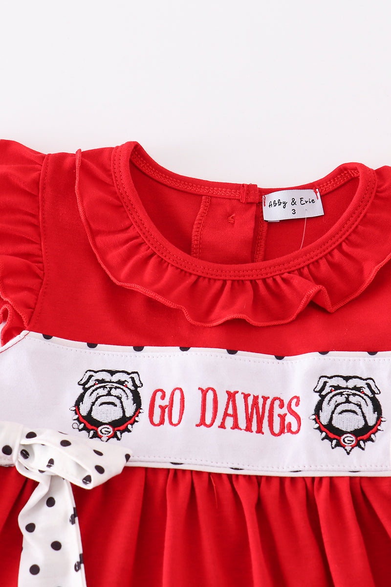 Red go dawgs embroidery dress