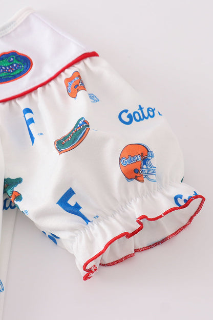 Blue gators embroidery girl set