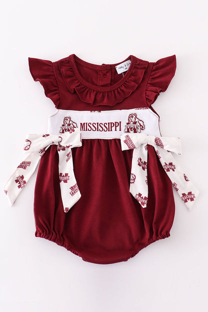 Maroon mississippi embroidery girl bubble