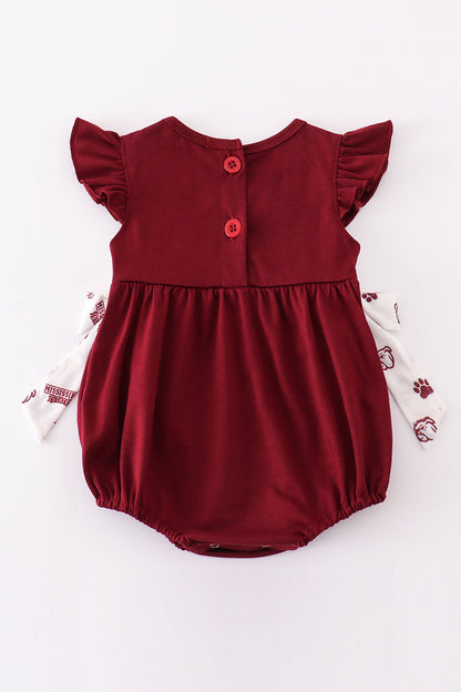 Maroon mississippi embroidery girl bubble