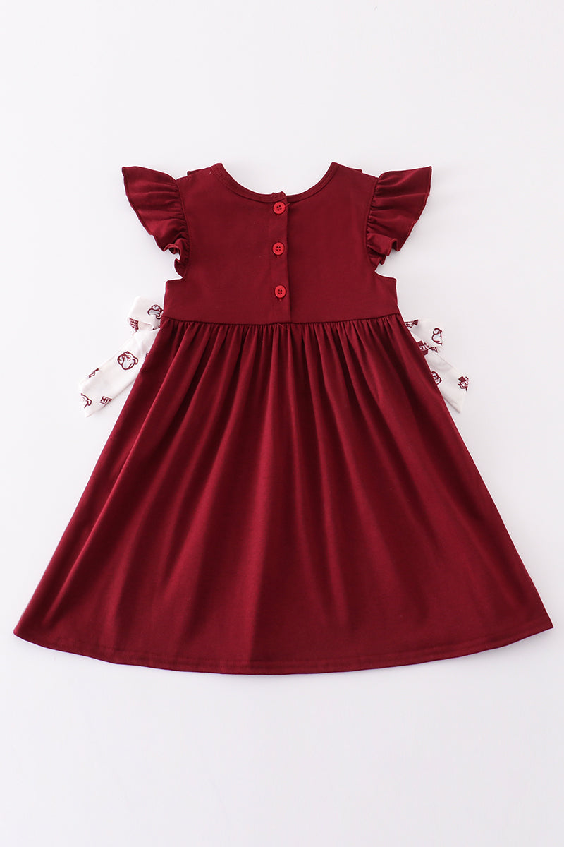 Maroon mississippi embroidery girl dress