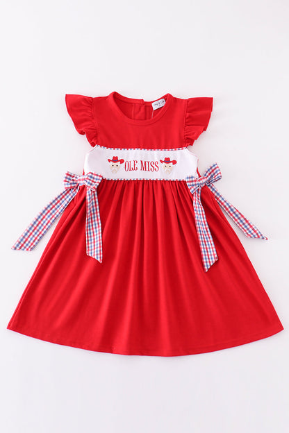 Red ole miss embroidery girl dress