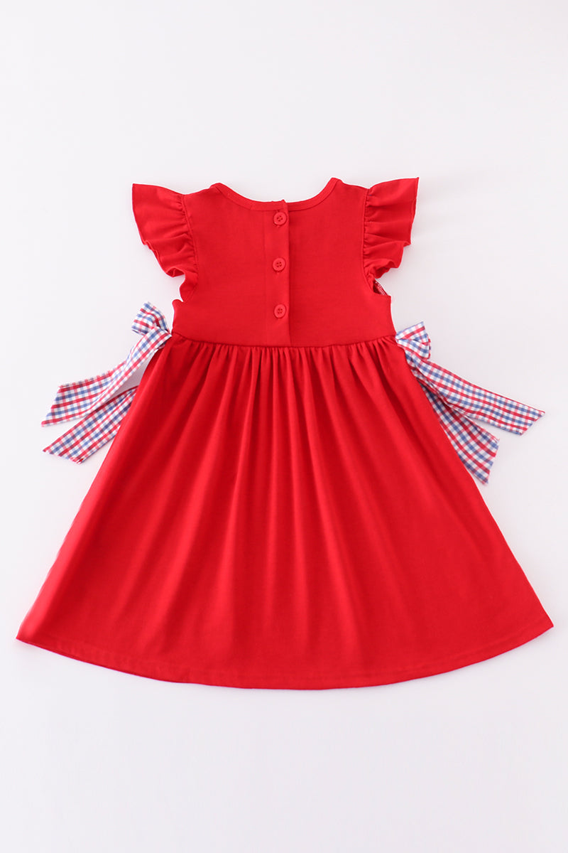 Red ole miss embroidery girl dress