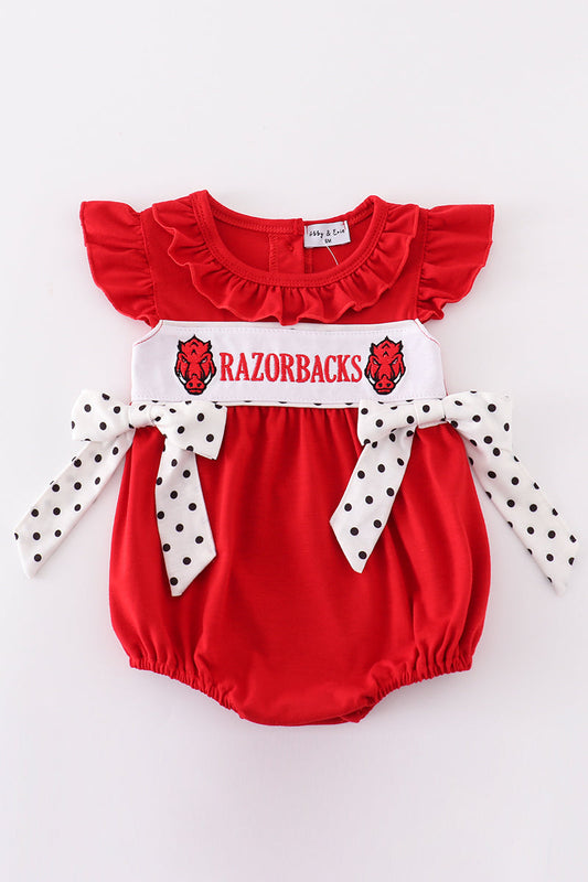 Red razorbacks embroidery girl bubble