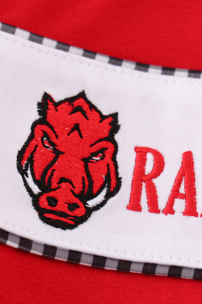 Red razorbacks applique boy set