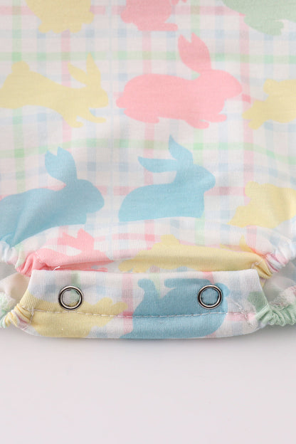 Easter bunny print bow girl bubble