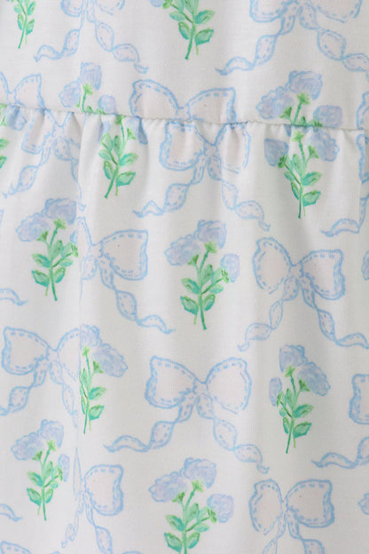 Green leaves bow print mom&me dress