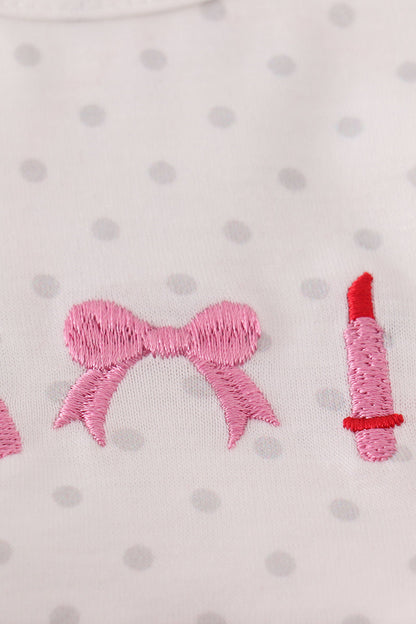 Pink make up embroidery girl bloomer set