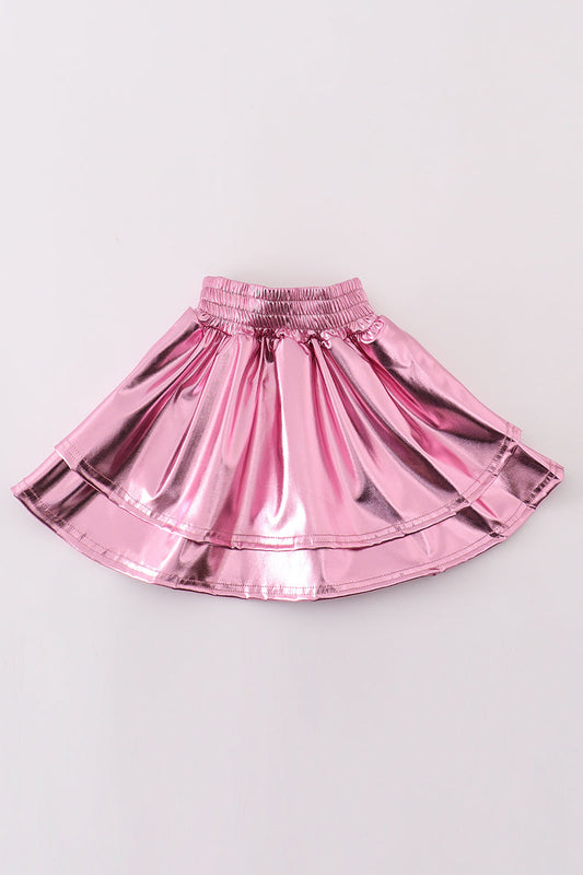 Pink girl ruffle laser skorts