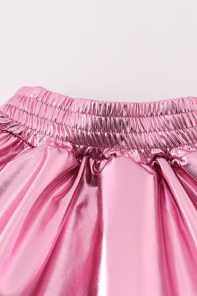 Pink girl ruffle laser skorts