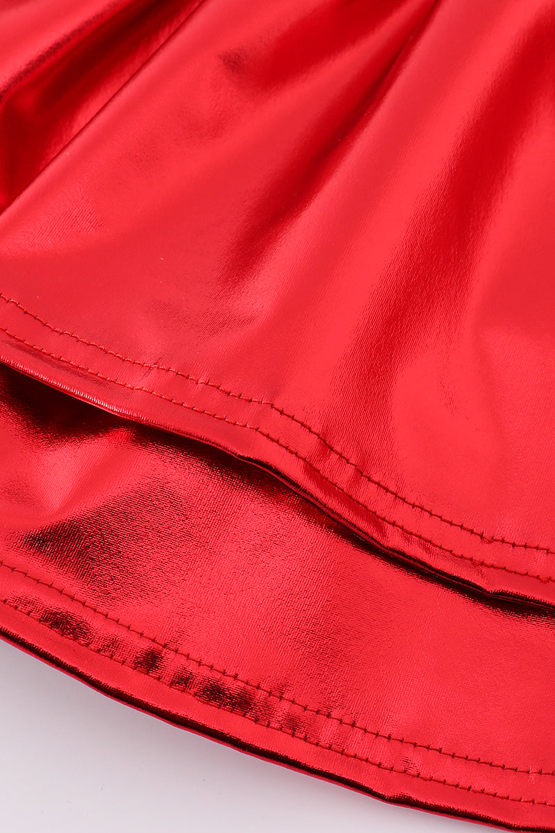 Red girl ruffle laser skorts