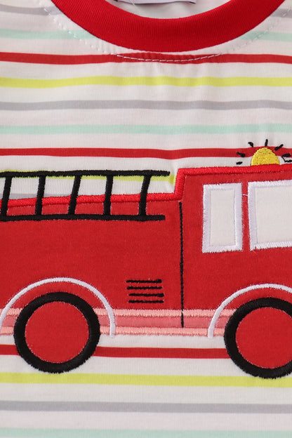 Red fire truck applique bloomer set