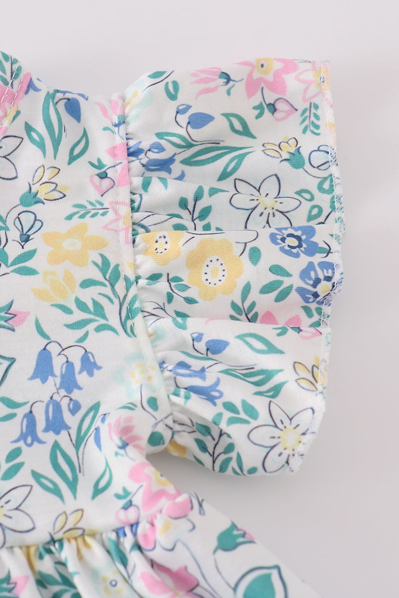 Blue floral print bloomer set