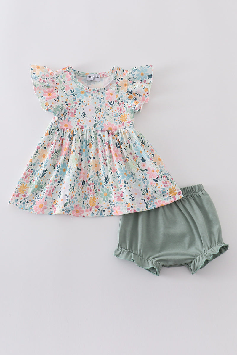 Spring blossom print bloomer set