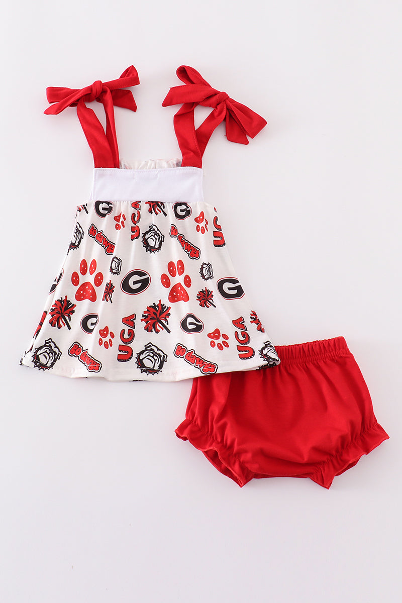 Red georgia embroidery bloomer set