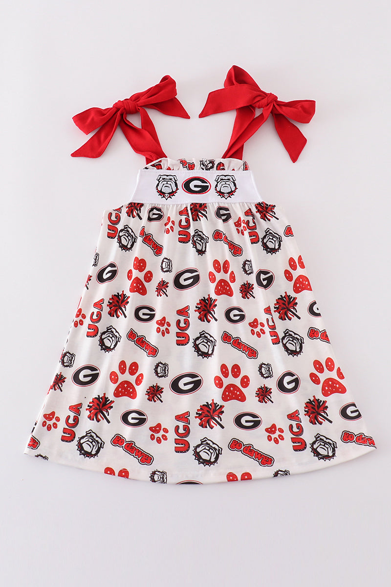 Red georgia embroidery dress