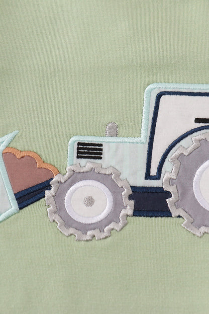 Green excavator applique bloomer set