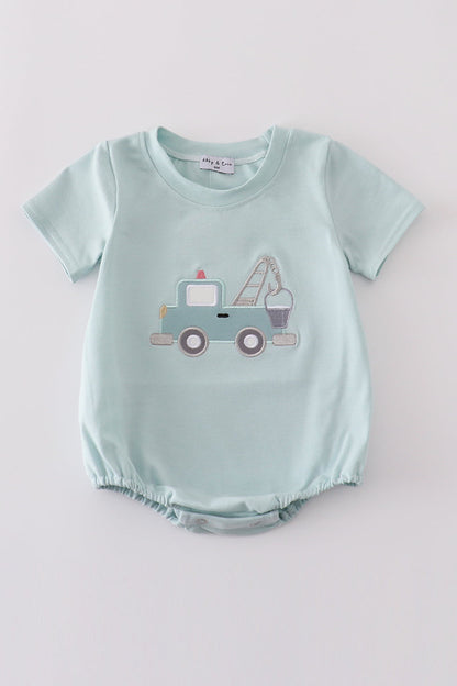 Blue crane truck applique bubble