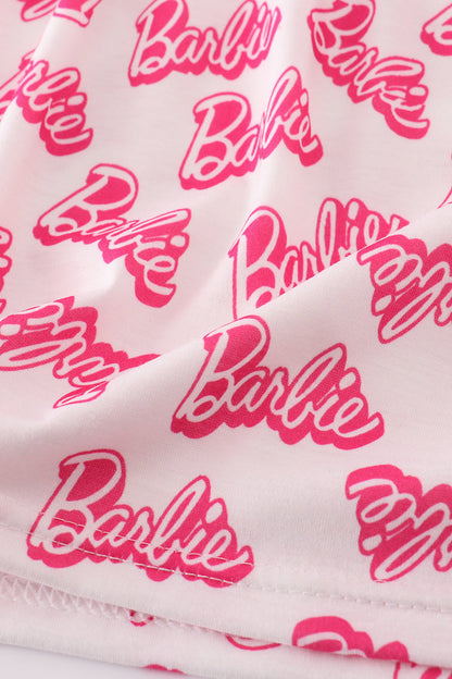 Hot pink barbie print girl dress