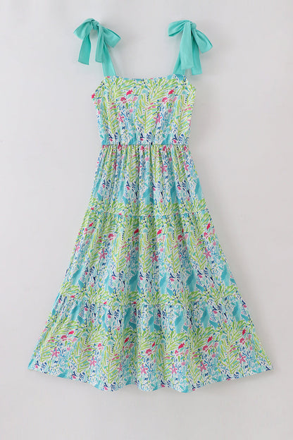 Ocean bloom print mom tiered dress