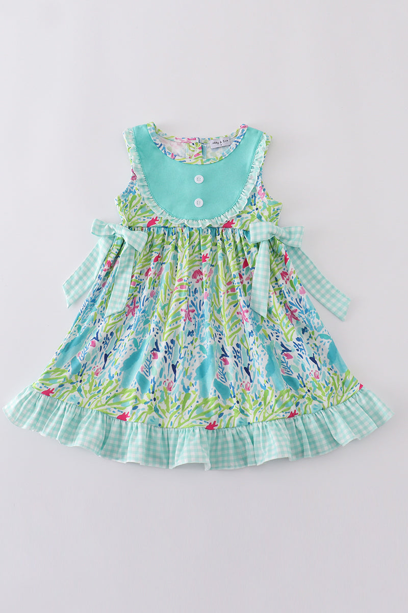 Ocean bloom print ruffle dress