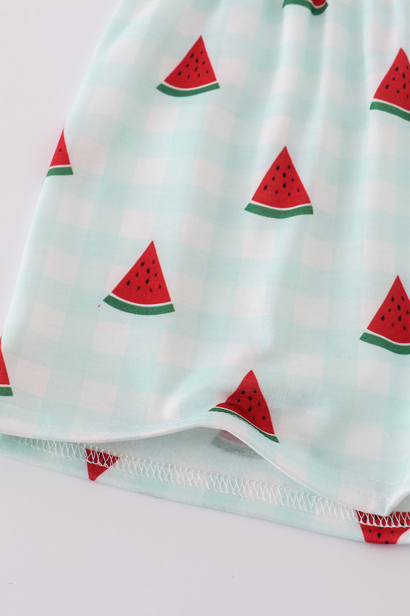 Red watermelon embroidery smocked set