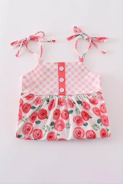 Pink floral print girl set