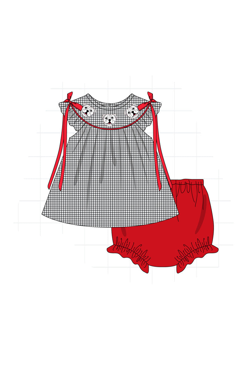 PO52 Georgia bulldog embroidery gingham collection